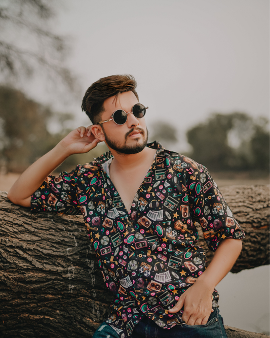 Patterned Half Shirt For Men